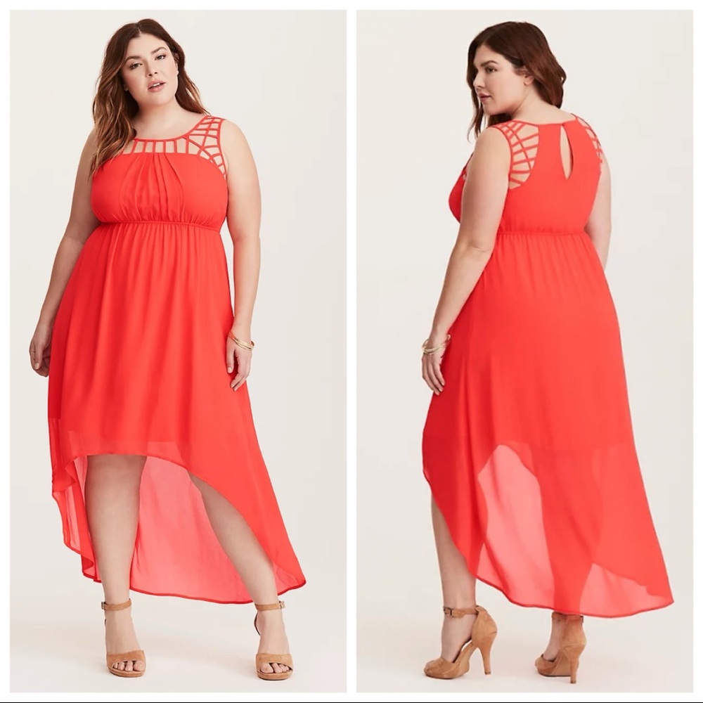Torrid Bright Salmon Pink High Low Summer Dress